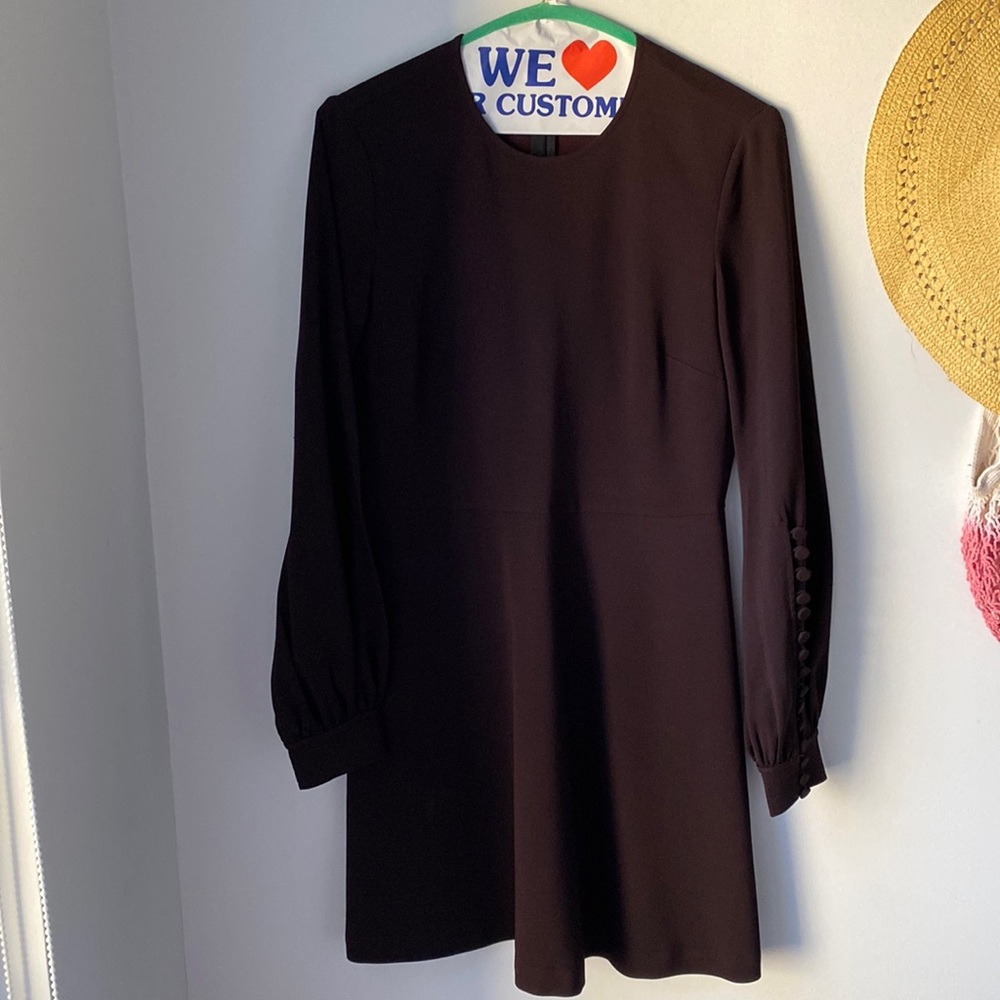 A.L.C. Black Asymmetrical Long-Sleeve Mini Dress
